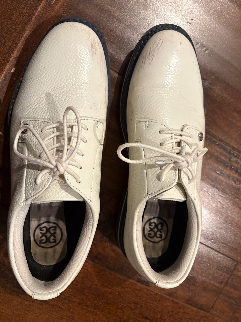 G/FORE Men's Cream Leather Derby Golf Shoes
